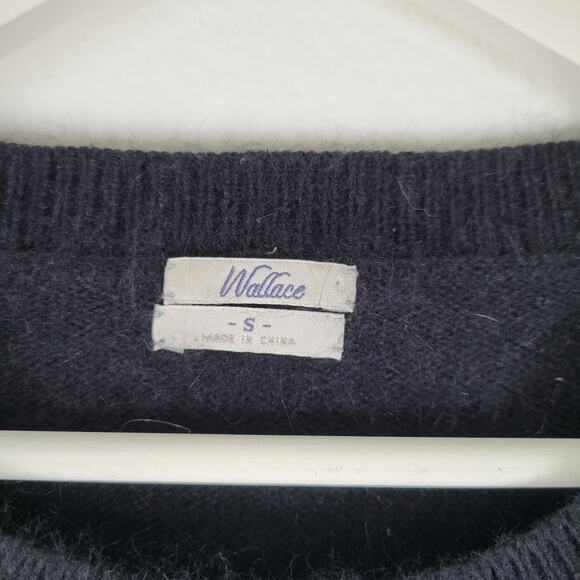 Wallace Madewell Pullover Sweater Womens Small Polka Dot Rabbit Hair Blend Black - Picture 4 of 9